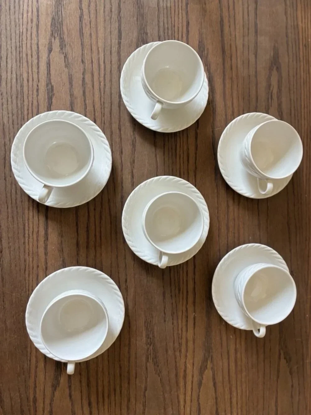 Ralph Lauren Clearwater Wedgwood; 6 Cups 6 Saucers; White